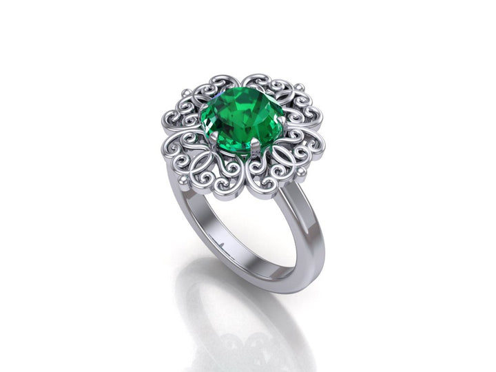 925 Sterling Silver Intricate Floral Ring