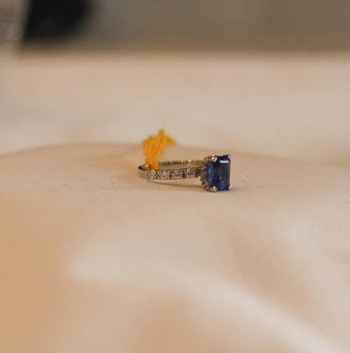 Emerald Cut Blue Ring