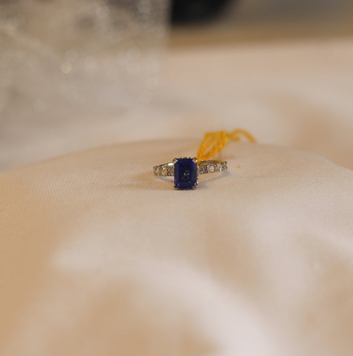 Emerald Cut Blue Ring