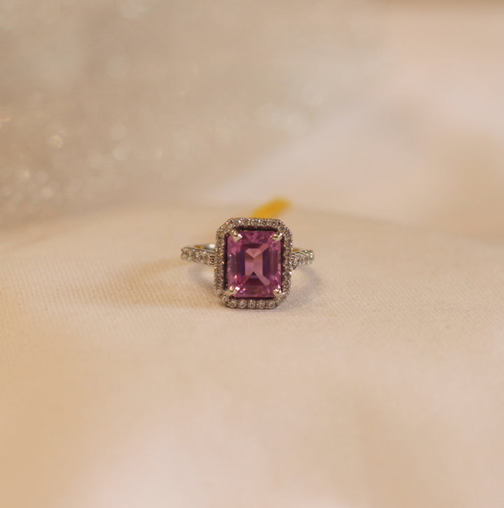 Emerald Cut Diamond Ring (Pink)