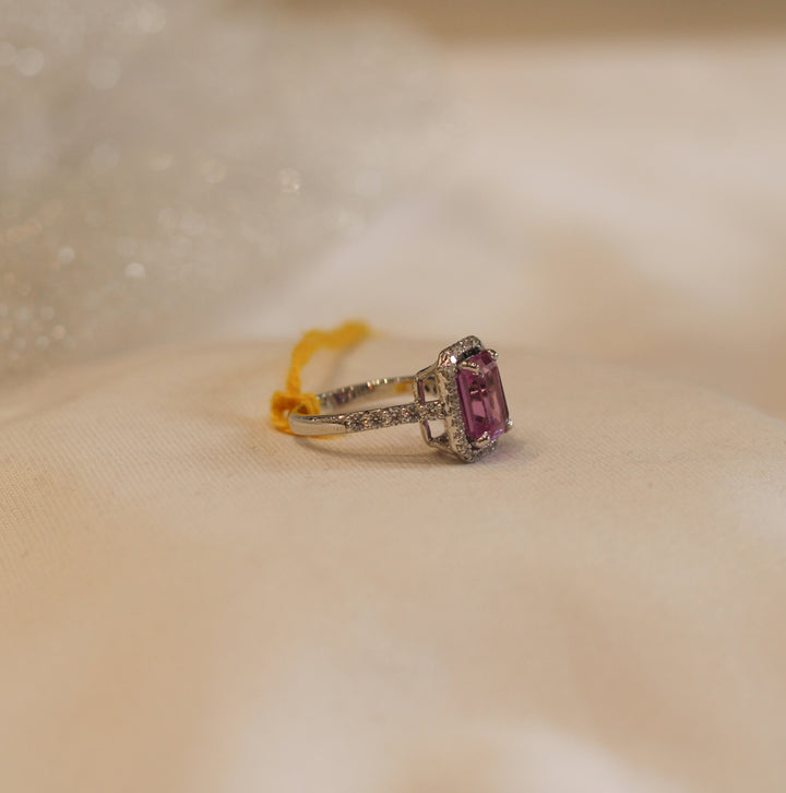 Emerald Cut Diamond Ring (Pink)