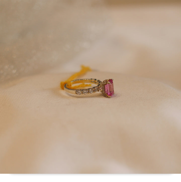Emerald Cut Pink Ring