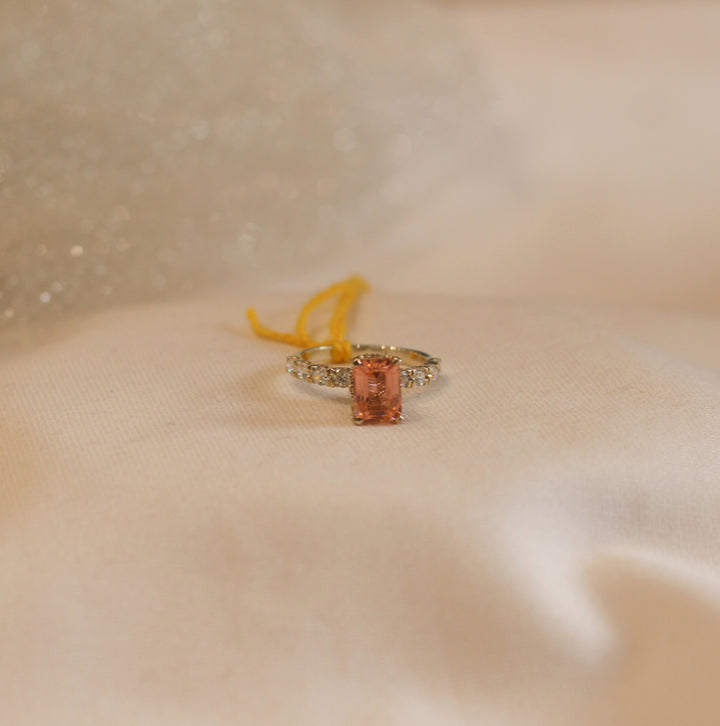 Emerald Cut Peach Ring