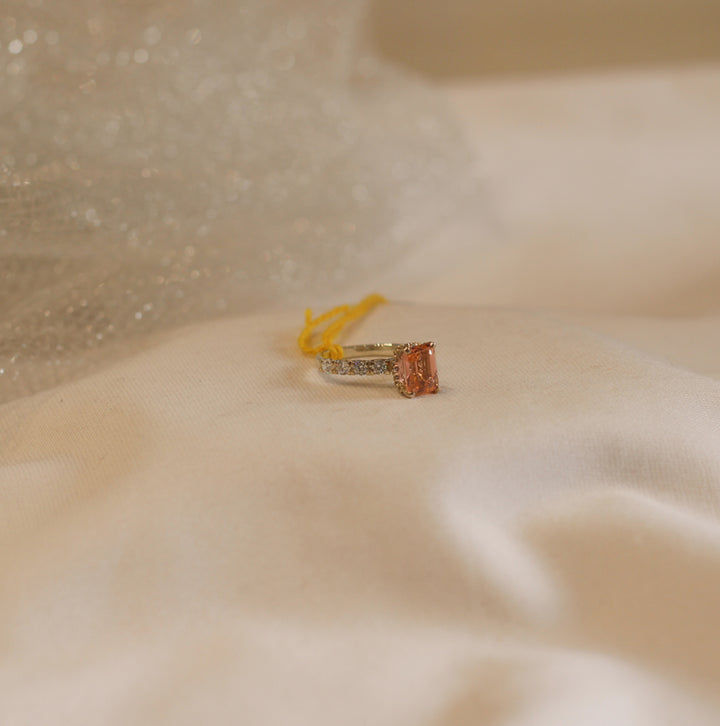 Emerald Cut Peach Ring