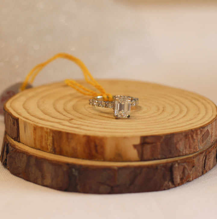 Emerald Cut White Ring