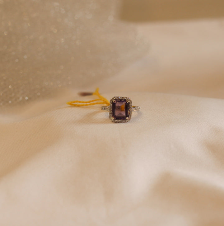 Emerald Cut Diamond Ring (Purple)