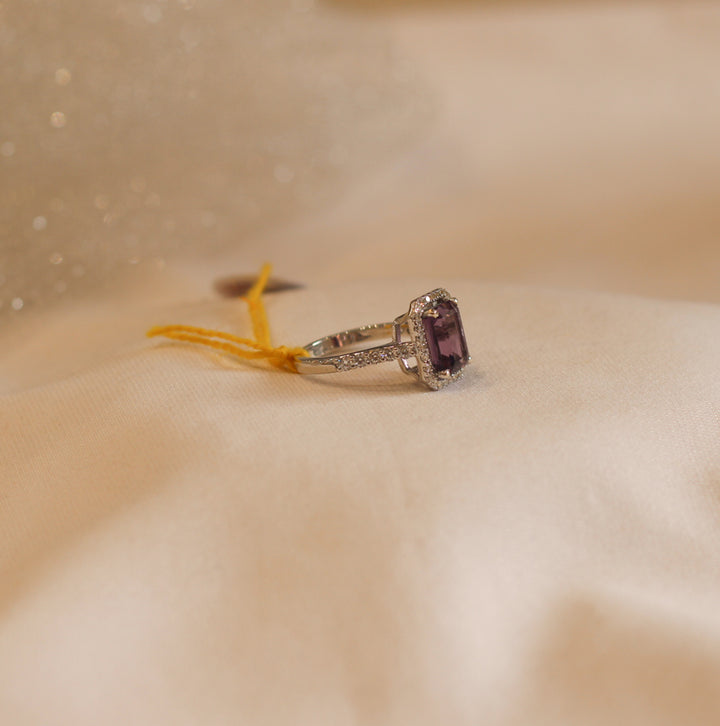 Emerald Cut Diamond Ring (Purple)