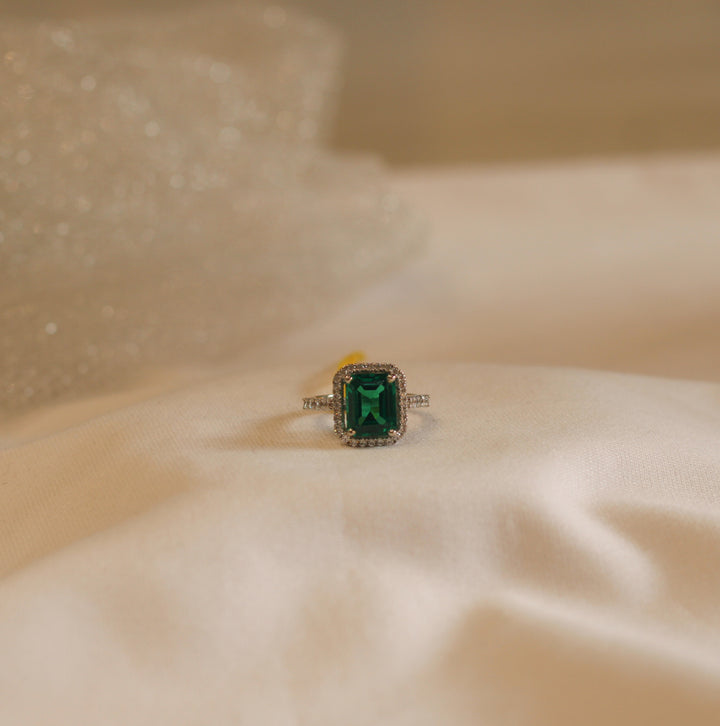 Emerald Cut Diamond Ring (Green