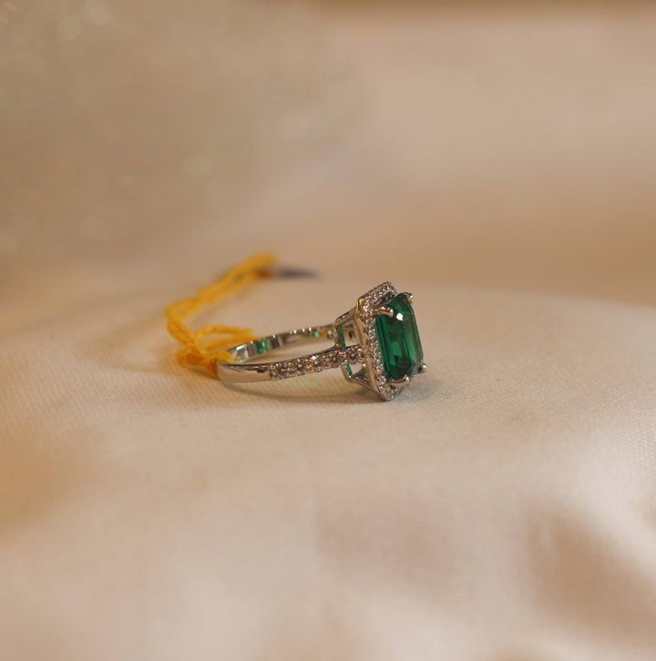 Emerald Cut Diamond Ring (Green