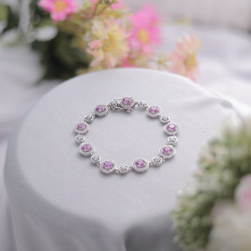 A stunning Pink Round Cut Bracelet with Swarovski diamonds.