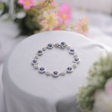 A Blue Round Cut Bracelet with Swarovski diamonds.