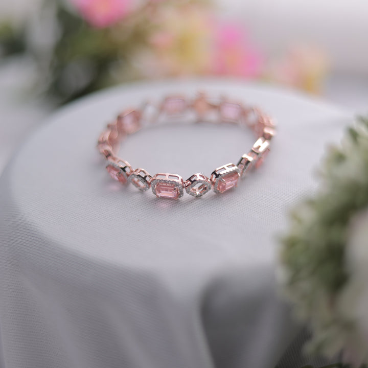 A Luxury Silver Tennis Bracelet with sparkling oval-cut stones.