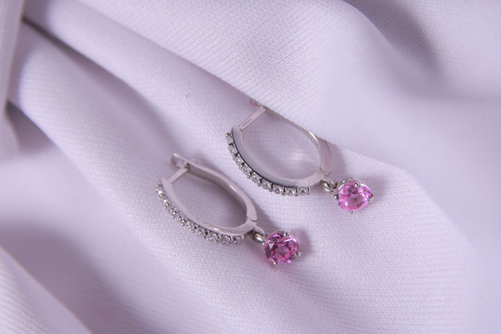 Hoop Dangling Earrings (Pink)