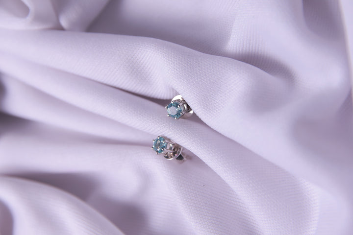 Sterling Silver Stud Earrings (Aqua Blue)