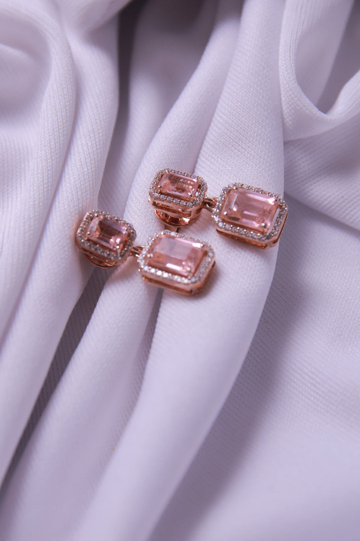 Sterling Silver Statement Earrings (Peach)