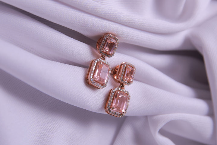 Sterling Silver Statement Earrings (Peach)