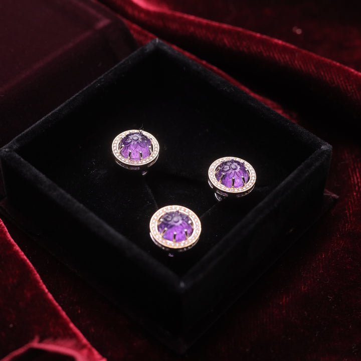 Amethyst with Swarovski Diamond Round Shape