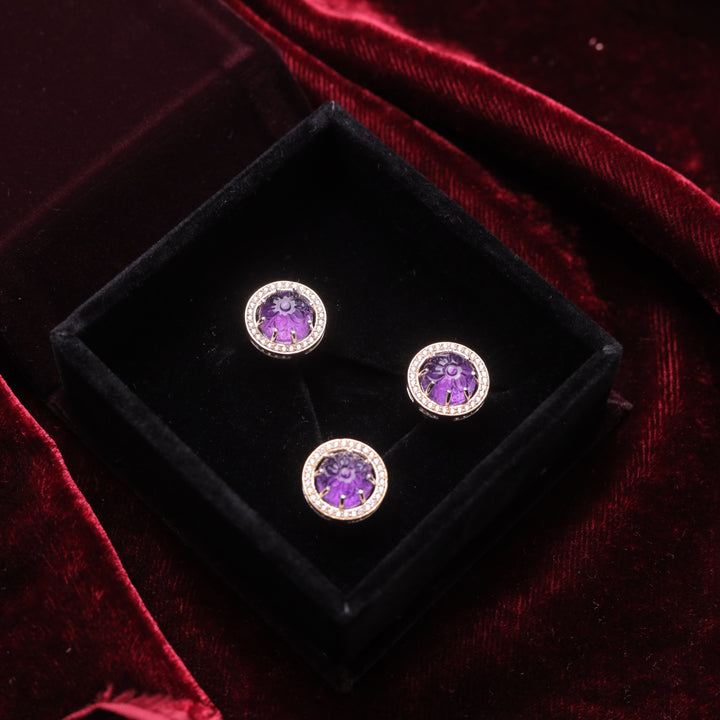 Amethyst with Swarovski Diamond Round Shape