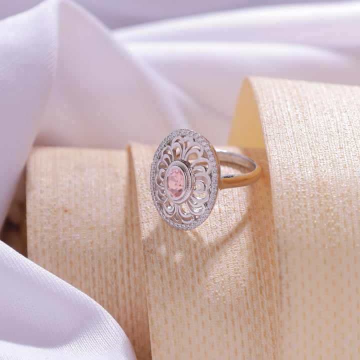 Oval Cut Peach Ring – delicate peach gemstone set in 925 silver band