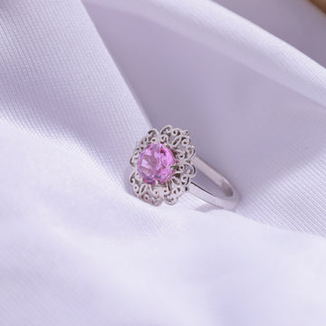 Close-up view of Light Pink Floral Ring – charming and elegant design