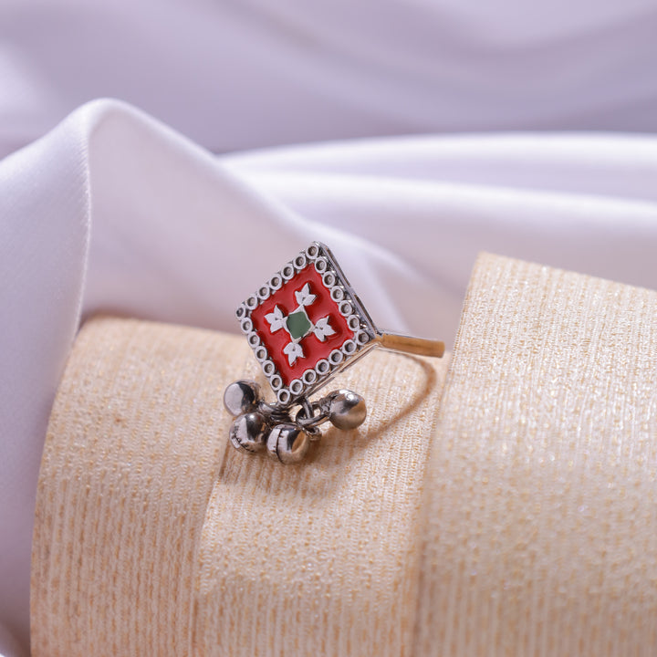 Red Ethnic Meenakari Ring