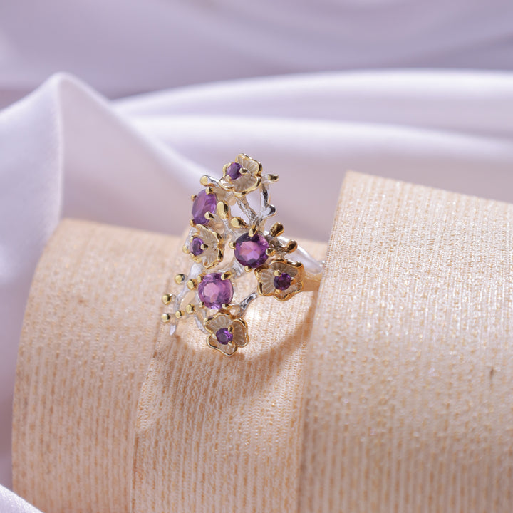 Amethyst Gold Plated Statement Ring