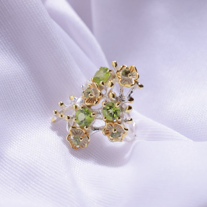 Peridot Gold Plated Statement Ring