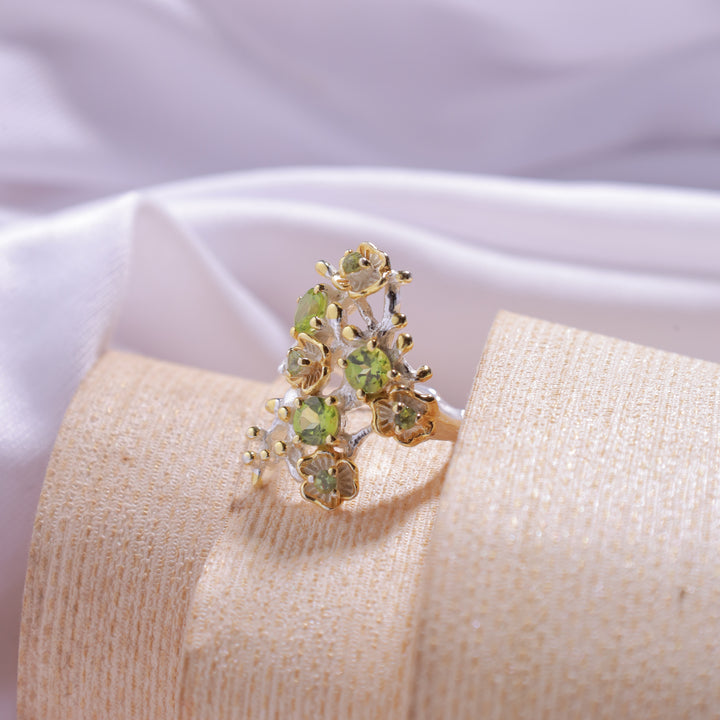 Peridot Gold Plated Statement Ring