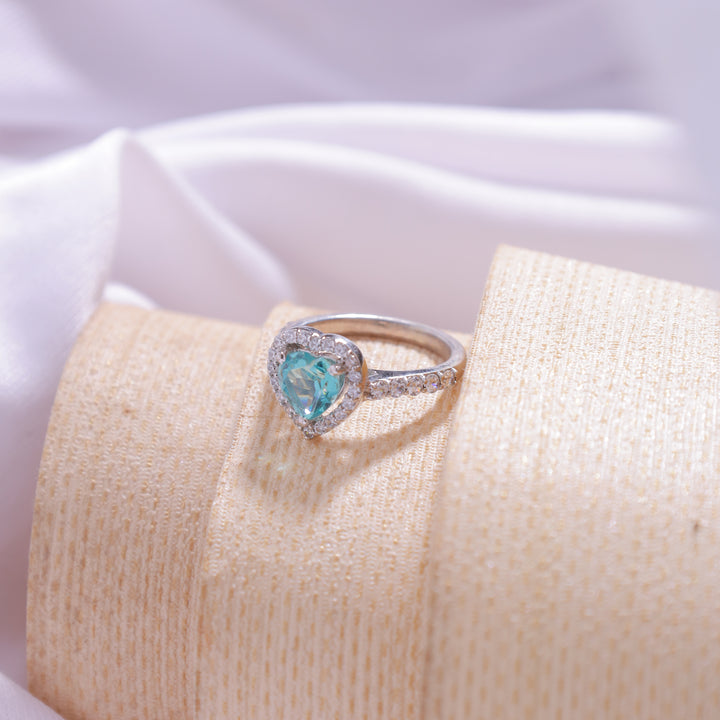 Aqua Blue Heart Ring