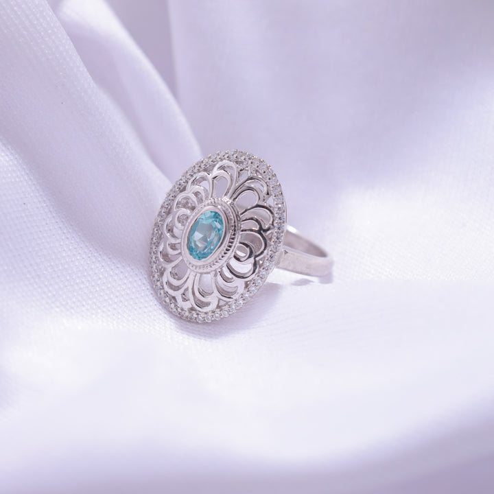 Oval Cut Ring (Aqua Blue)