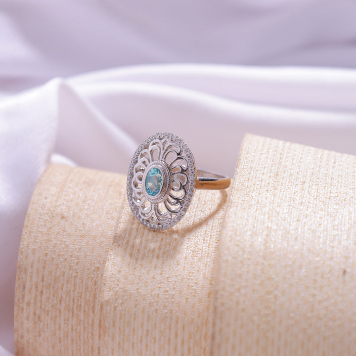 Oval Cut Ring (Aqua Blue)