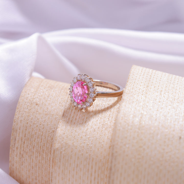 Cubic Zirconia Pink Ring – 925 silver ring with pink cubic zirconia