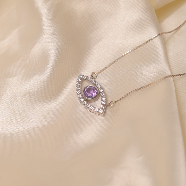 Rhodium Sterling Silver Pendant (Violet)