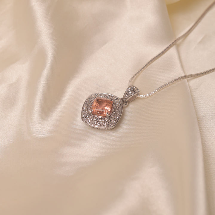 Sterling Silver Elegant Pendant (Peach)