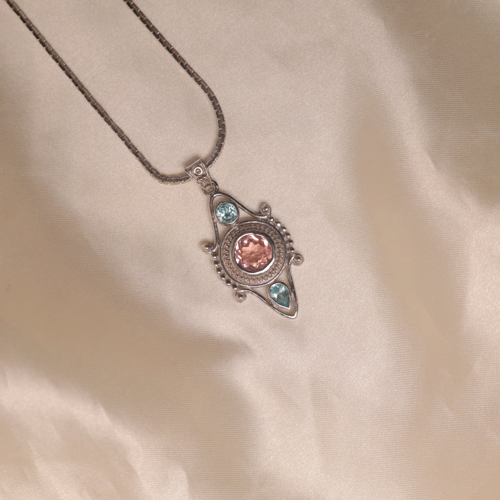 Alluring Pendant (Peach and Aqua Blue)