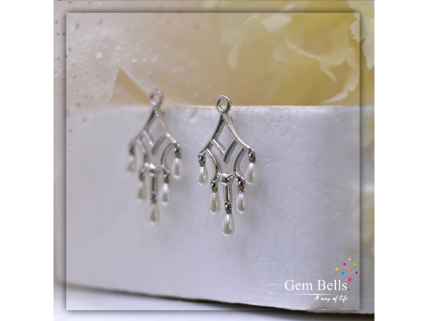 Gem Bells 925 Sterling Silver Earrings Studded With Drop Shape Pearls