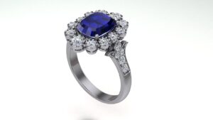 Gem Bells 925 Sterling Sliver Ring Studded With Blue Sapphire Lab Gemstone & Swarovski Diamonds. – Princess Diana Inspired Ring.
