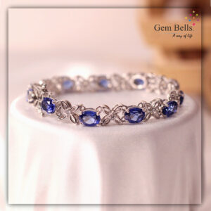 Gem Bells 925 Sterling Silver Oval Cut Lab-Grown Gemstones Bracelet