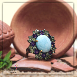 Natural Larimar Ring With Multi Tourmaline