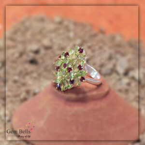 Natural Garnet and Peridot Ring